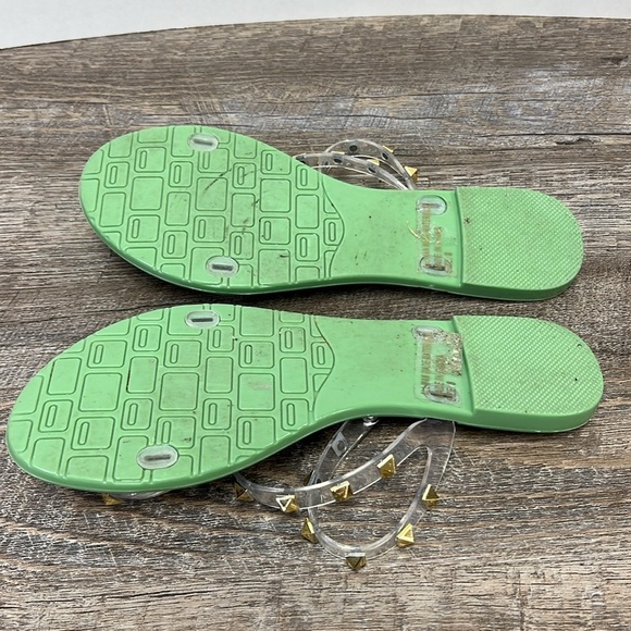 Wild Diva Gold Studded Translucent Strap Green Sandals Size 8 - Picture 4 of 5